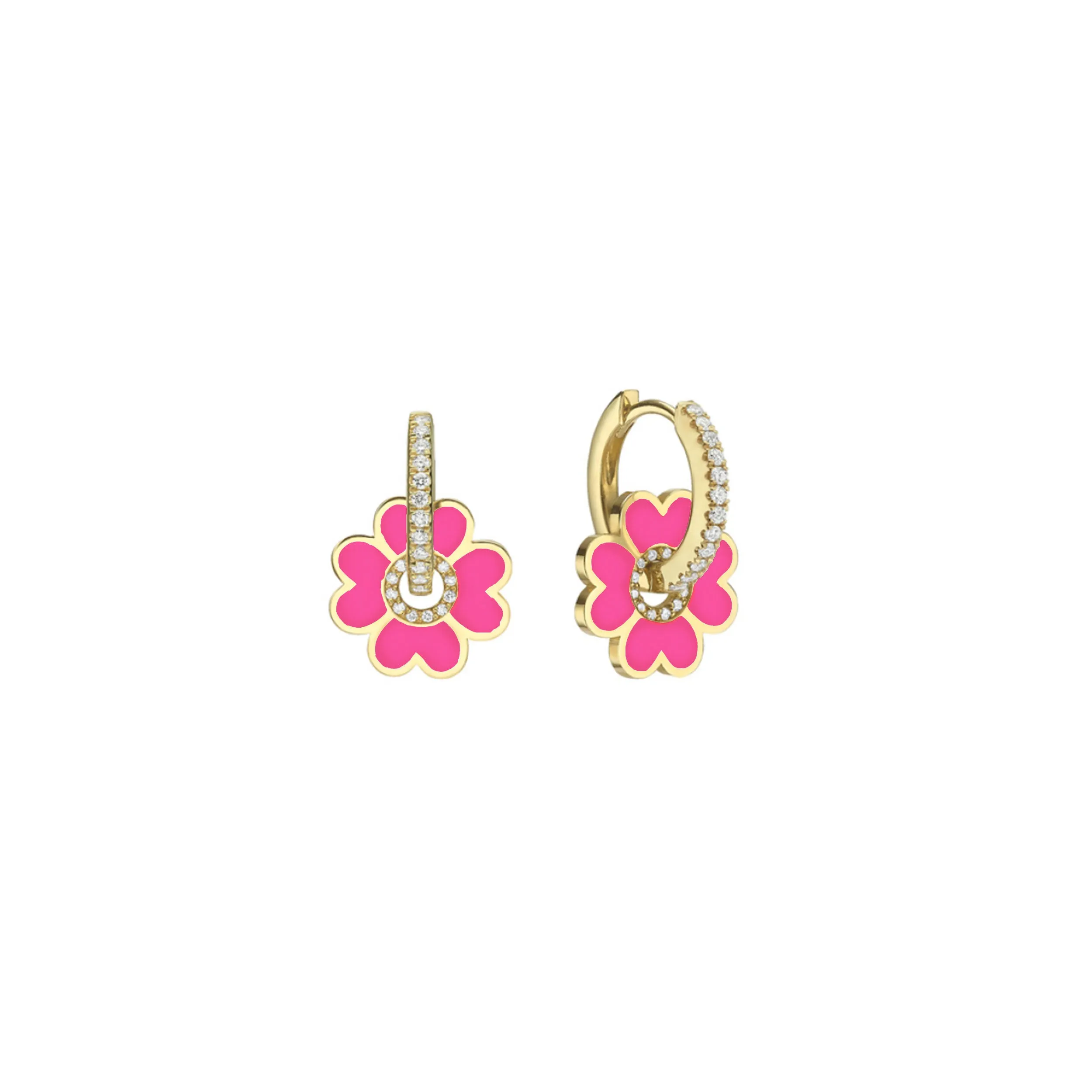 Midi Enamel Clover Earring