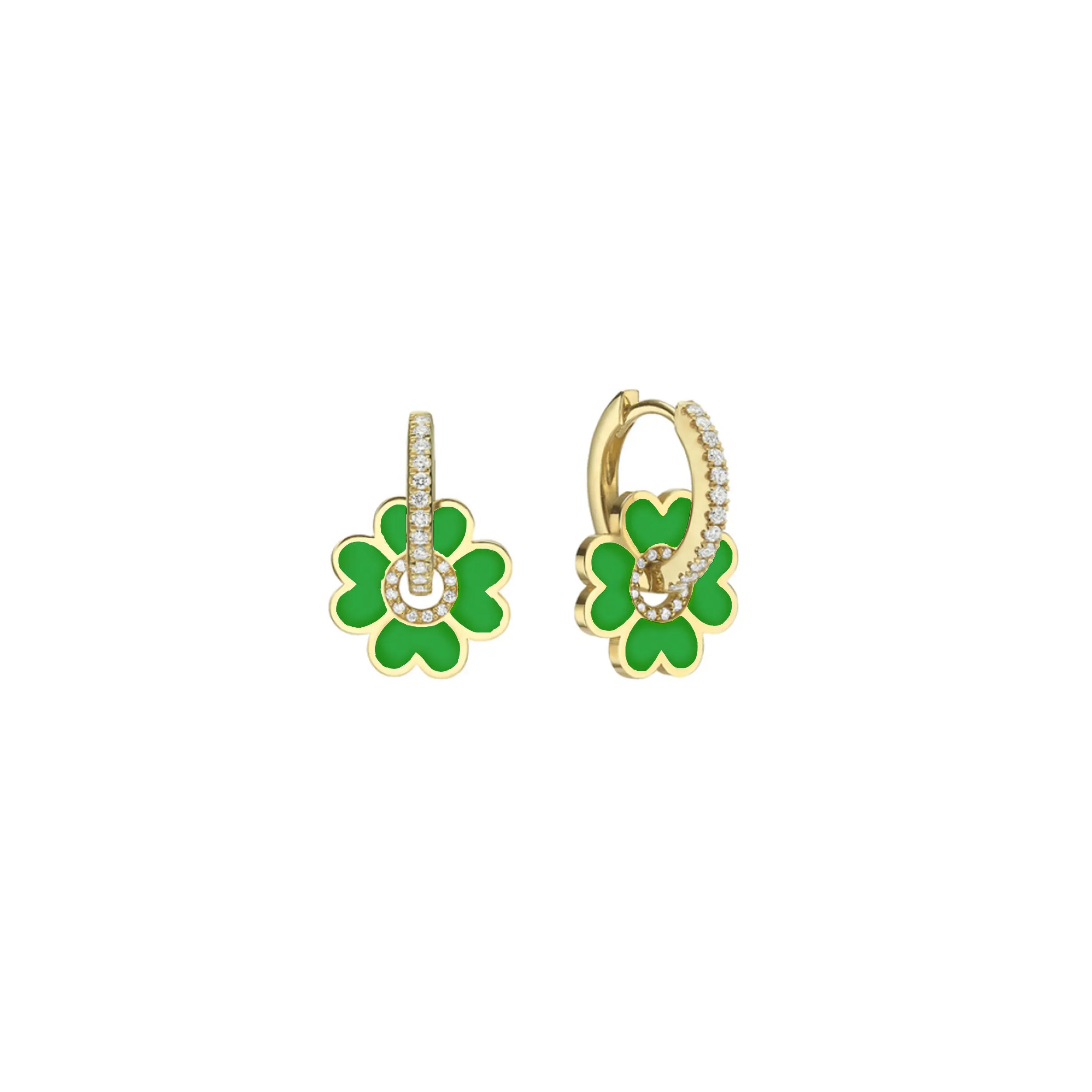 Midi Enamel Clover Earring