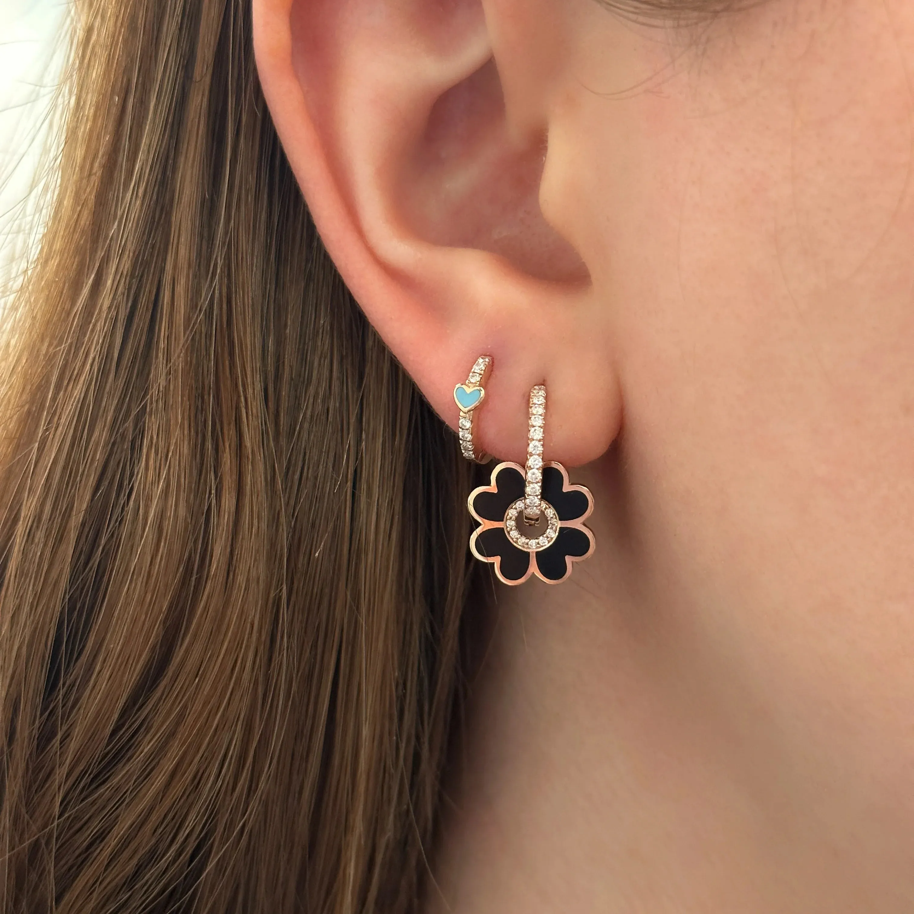 Midi Enamel Clover Earring