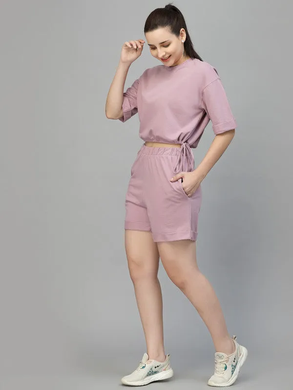 Odour Free Shorts With Round Neck T-shirt Co Ord Set For Women