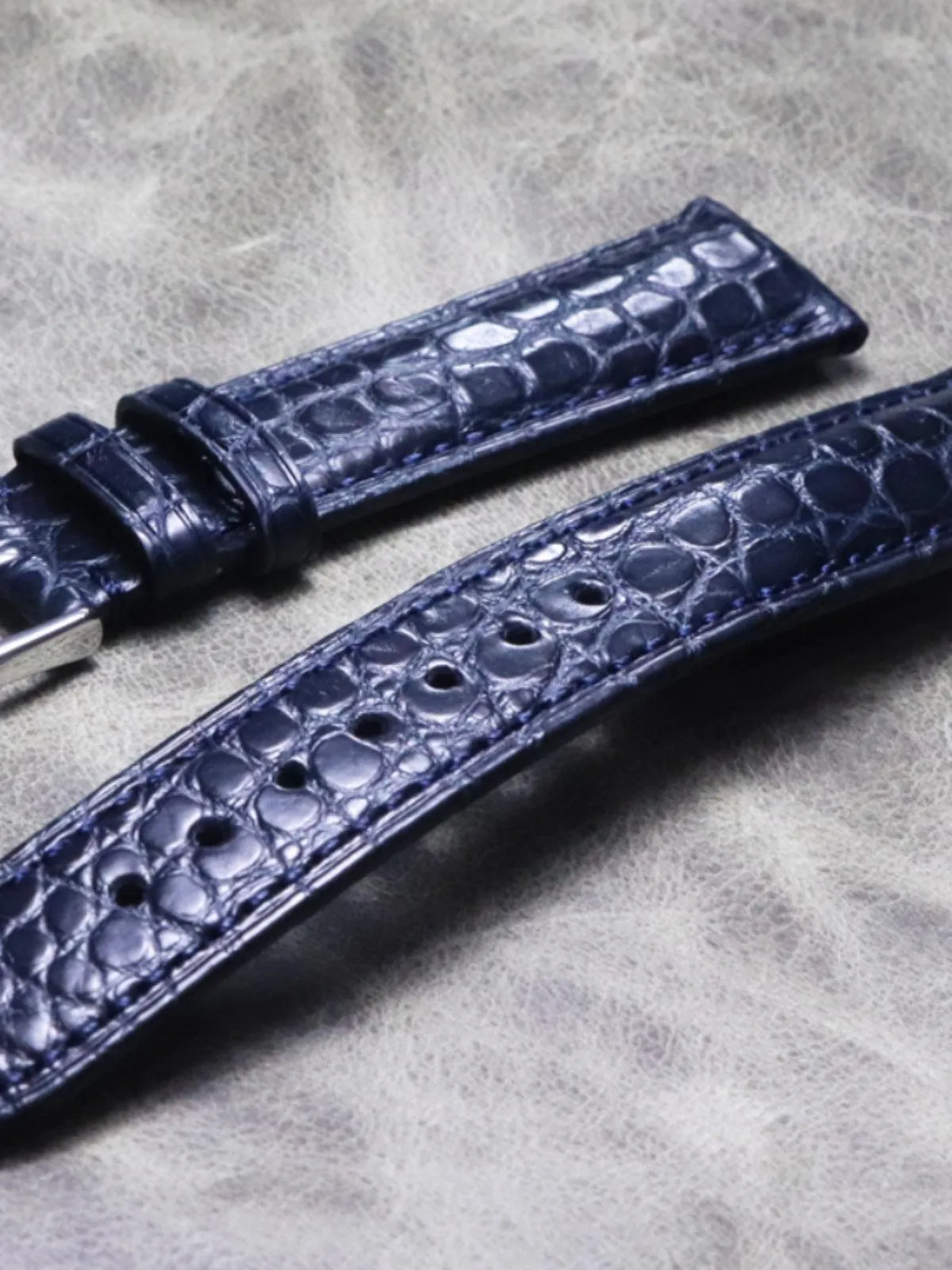 Pin Buckle Watch Leather Strap Bamboo Bone Pattern 20mm 21mm American Crocodile Leather Strap