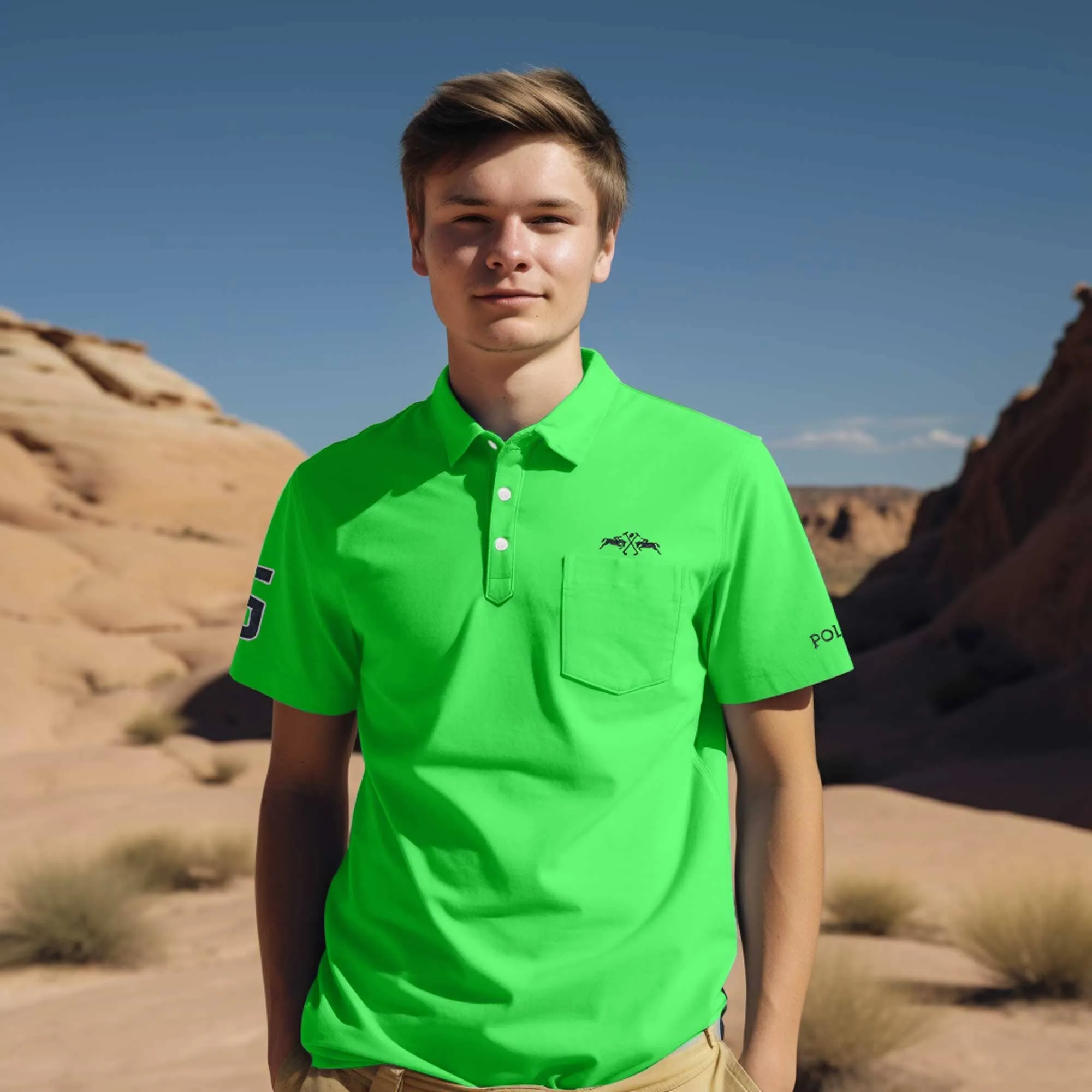 Polo Republica Men's Double Pony Polo & 5 Embroidered Pocket Polo Shirt