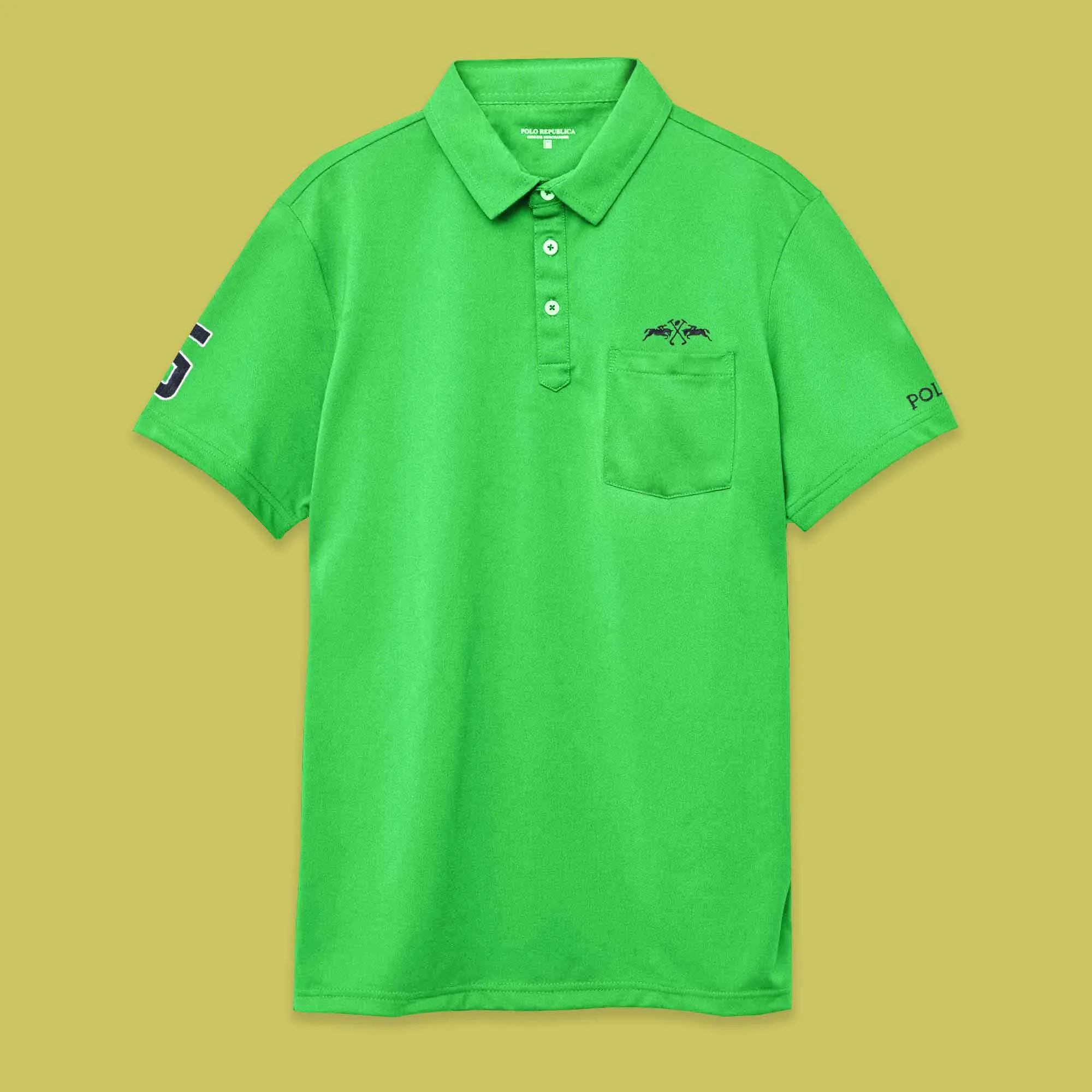 Polo Republica Men's Double Pony Polo & 5 Embroidered Pocket Polo Shirt