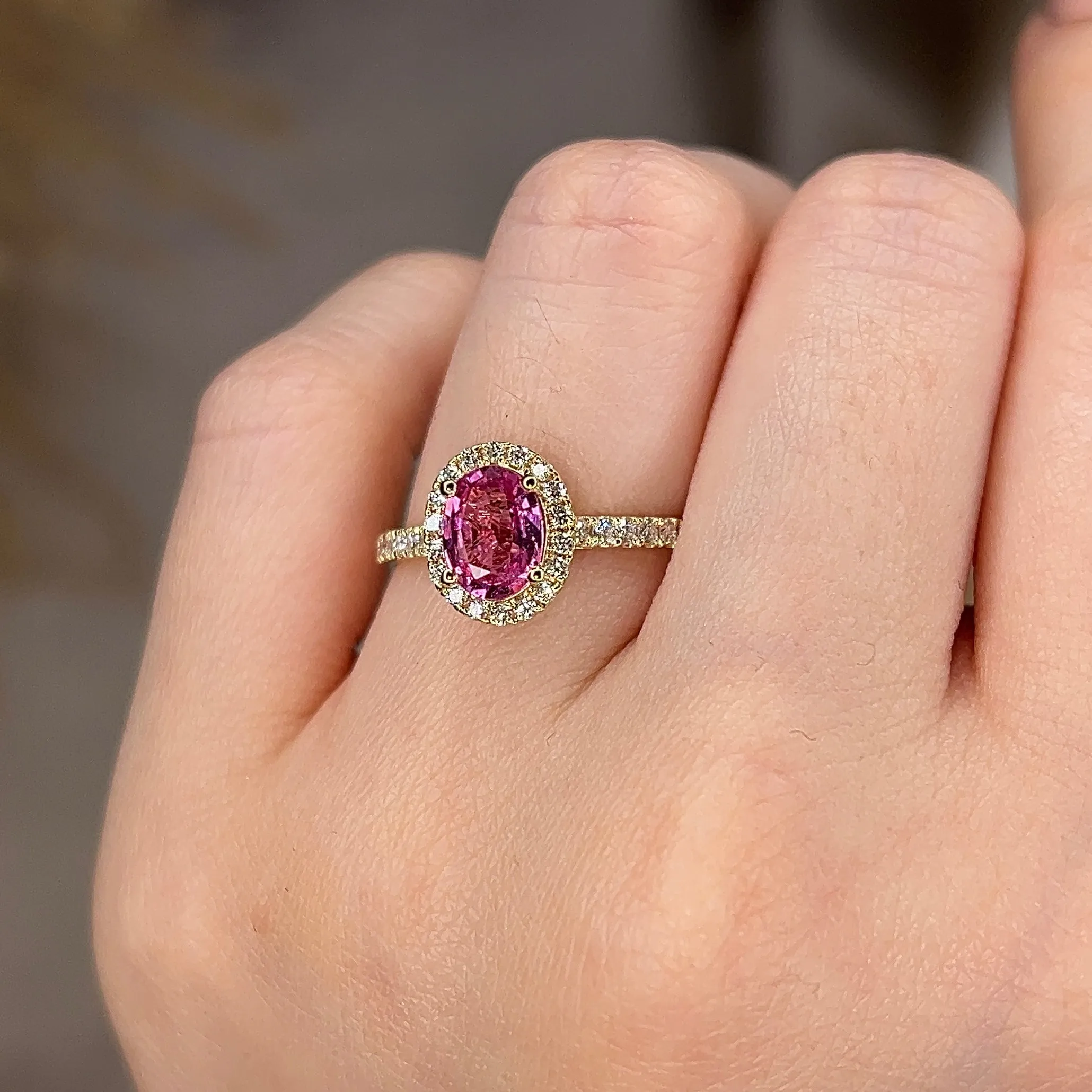 "Esme" Halo Oval Cut Diamond Shoulders Engagement Ring
