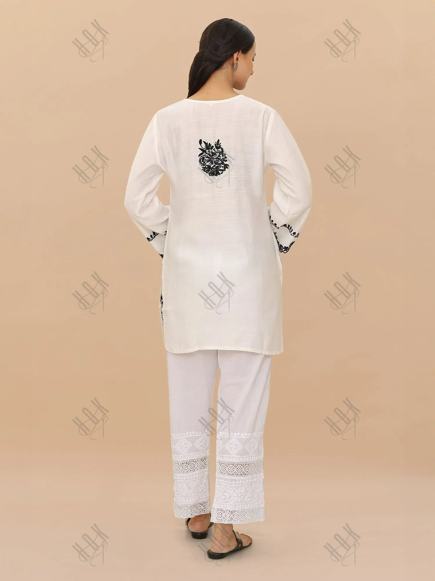 Saba Chikankari Short kurta in Modal Silk - White
