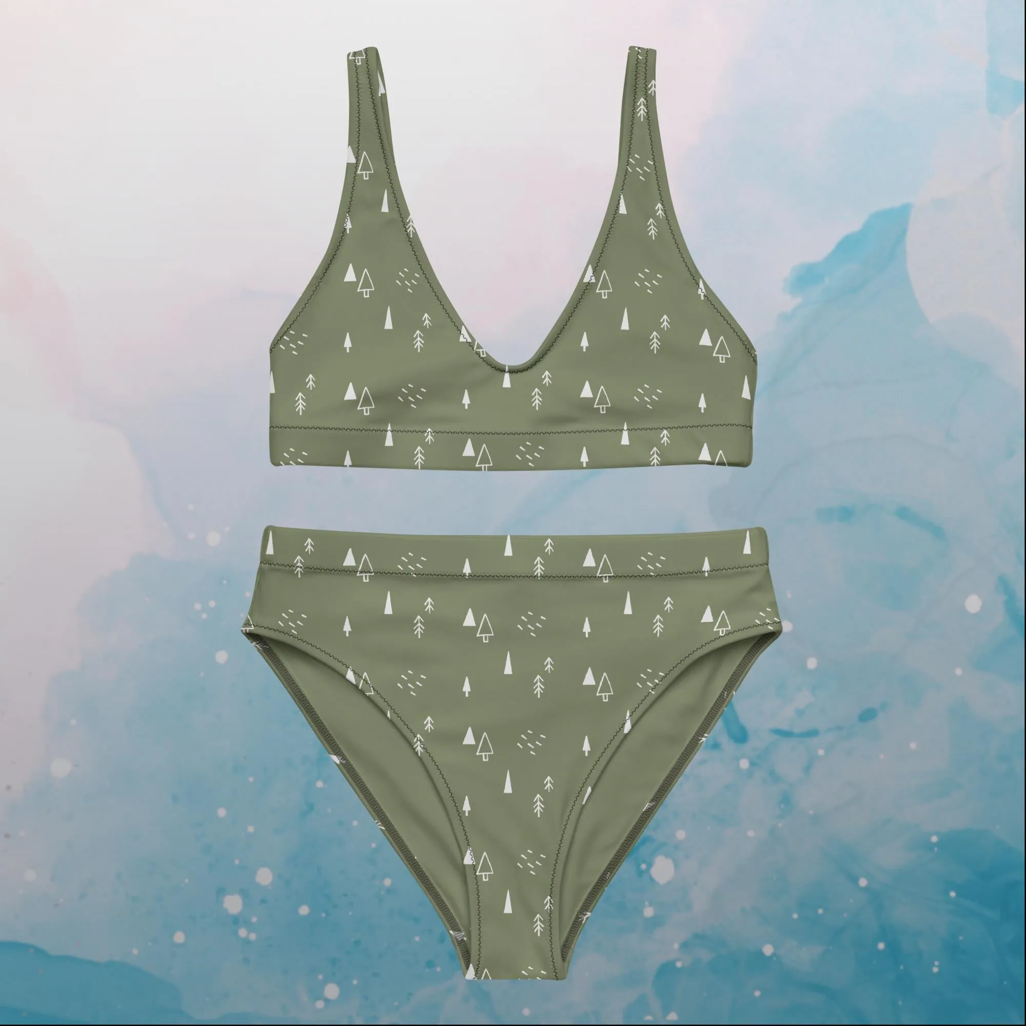 Scandinavian Forest Green Recycled High Waist Bikini
