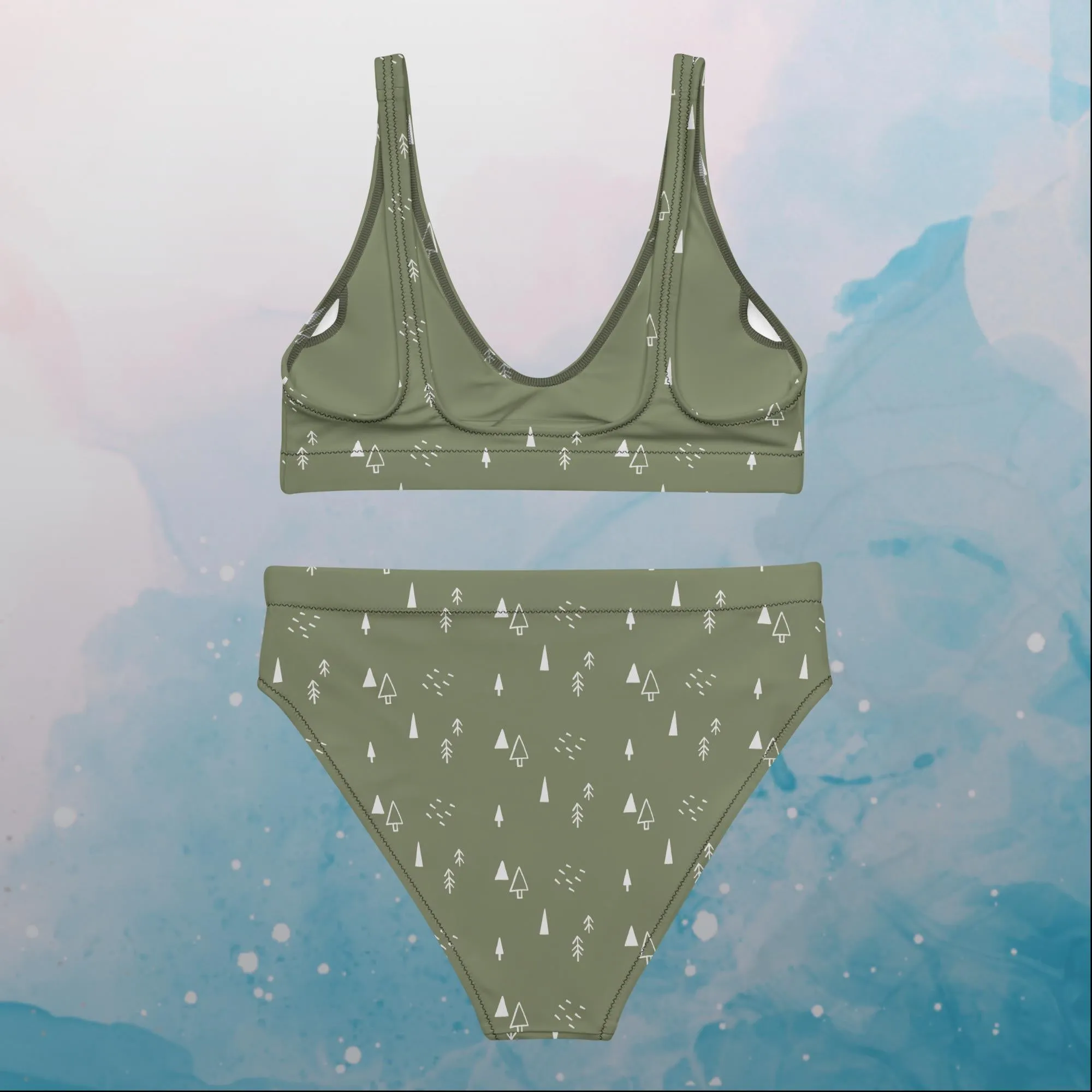 Scandinavian Forest Green Recycled High Waist Bikini