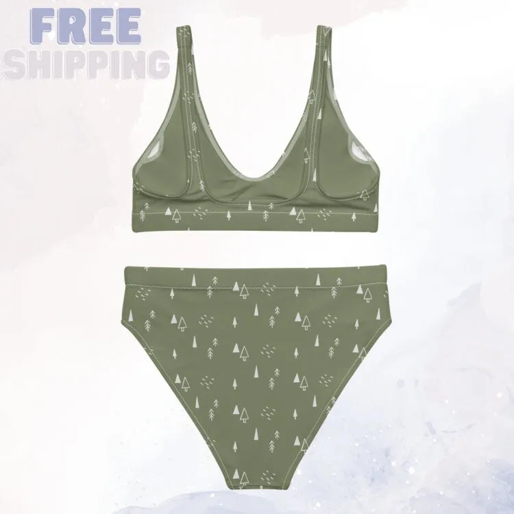 Scandinavian Forest Green Recycled High Waist Bikini