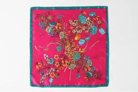 Small Square Satin Scarf Pink Theme Flower Print XAT002