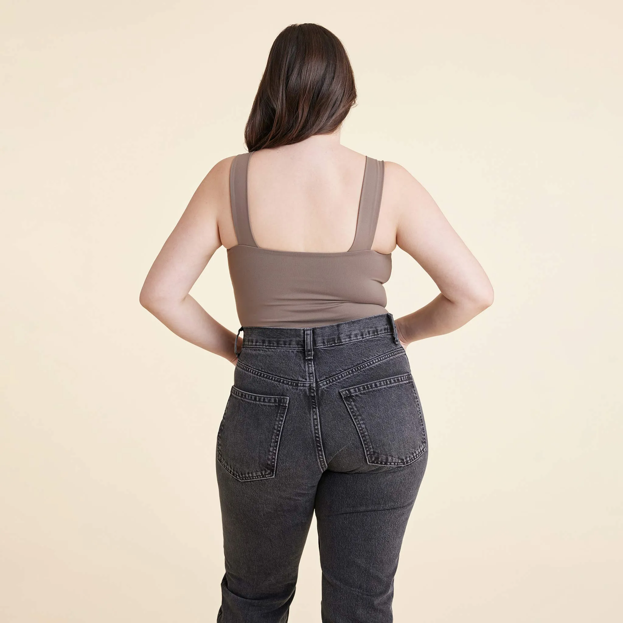 Square Neck Tank Bodysuit | Mocha