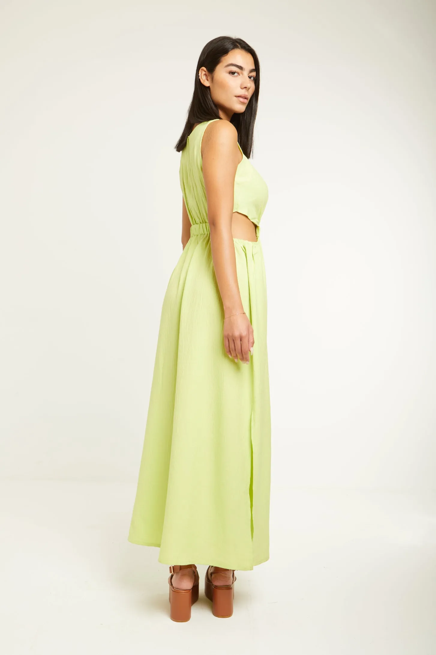 STEP OUT MAXI DRESS - LIME GREEN
