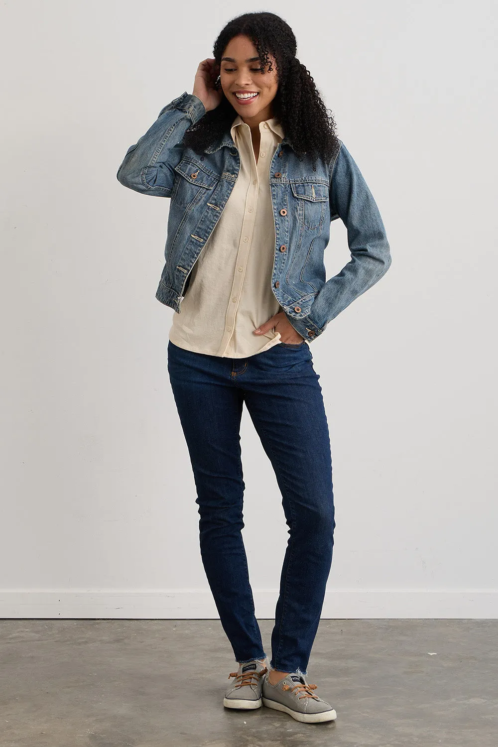 Women's 100% Organic Cotton Short Sleeve Knit Button Down Shirt