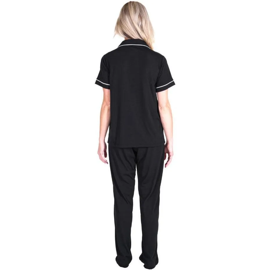 Women's Moisture Wicking Short Sleeve Button Front Pajama Set